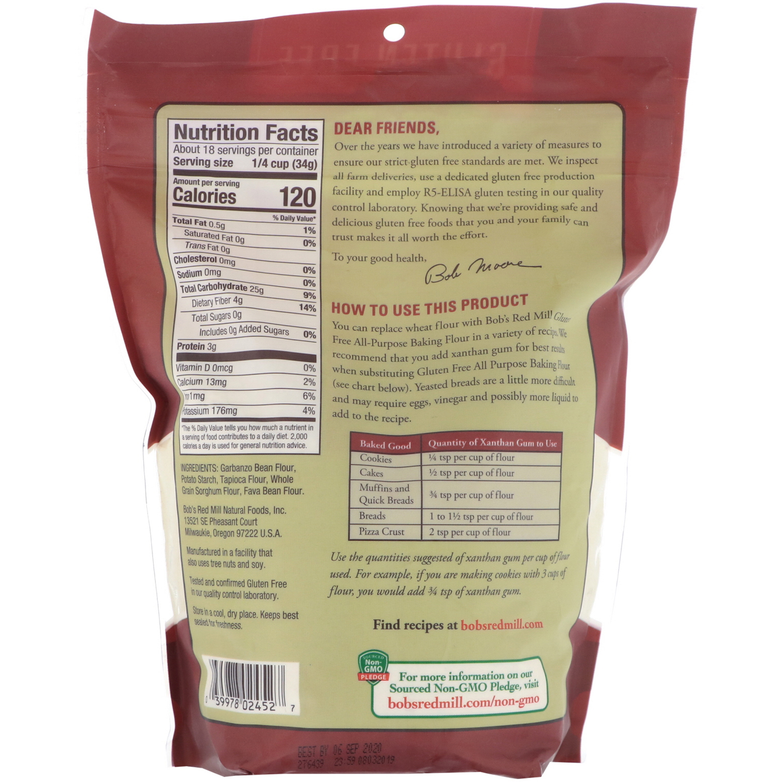 Bob's Red Mill, Farinha para Todas as Finalidades, Sem Glúten, 22 oz (624 g) - Imagem 2