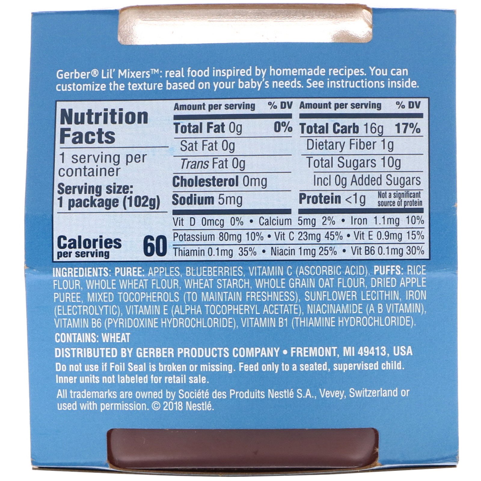 Gerber, Lil' Mixers, 8+ Months, Apple Blueberry With Puffed Grain, 3.6 oz (102 g) - Imagem 2