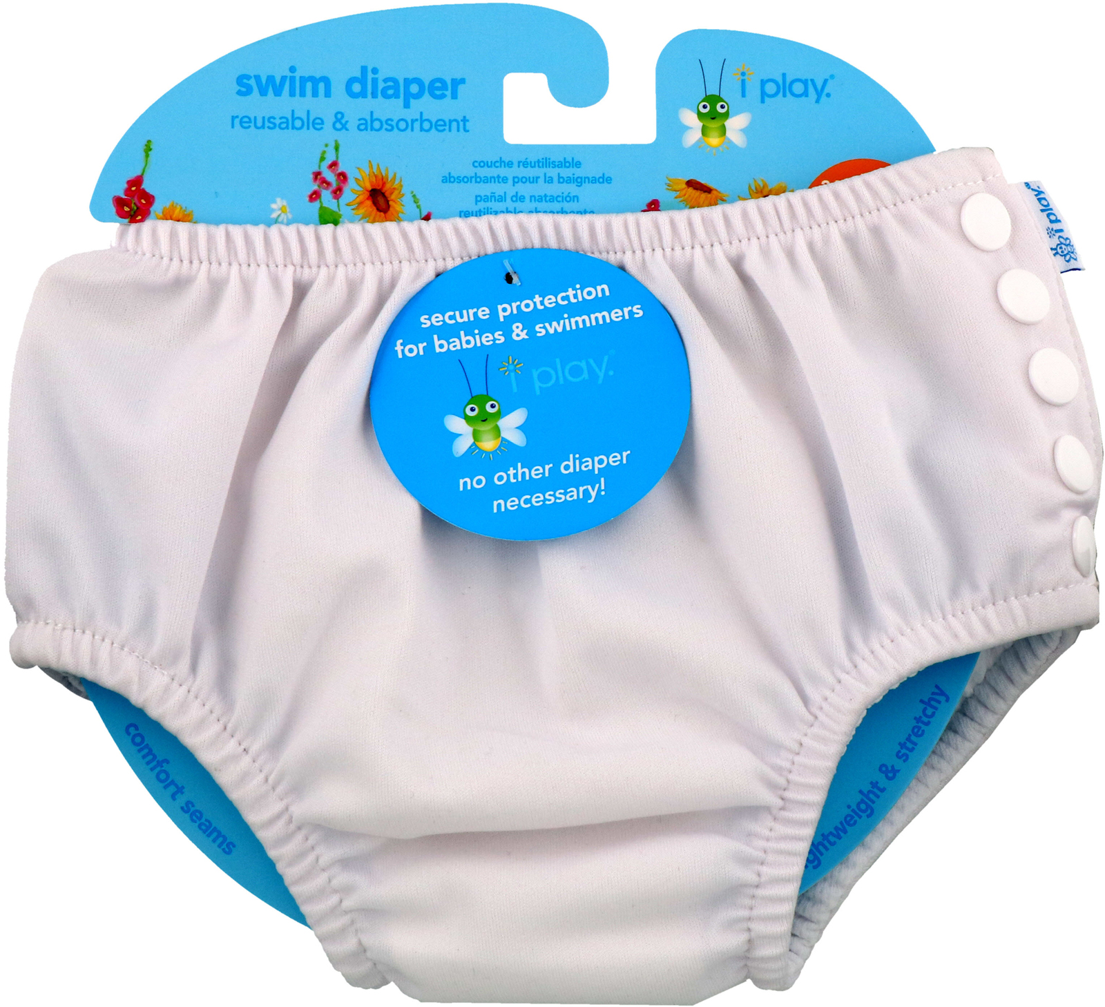 i play Inc., Swim Diaper, Reusable & Absorbent, 24 Months, White, 1 Diaper - Imagem 2