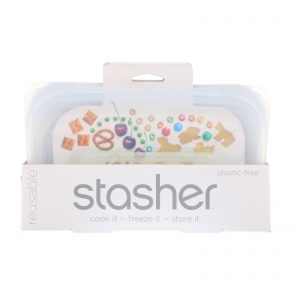 Stasher, Embalagem Reutilizável de Silicone para Alimentos, Tamanho de Lanche Pequenho, Transparente, 9,9 fl oz (293,5 ml)