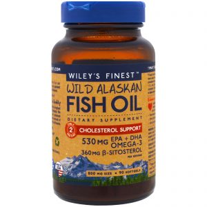 Wiley's Finest, Óleo de Peixe Selvagem do Alasca, Suporte a Colesterol, 90 Cápsulas de Gel