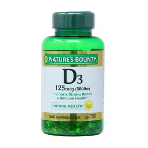 Nature's Bounty Vitamina D3 de Força Máxima -5,000 UI - 240 Cápsulas em Gel
