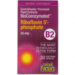 Natural Factors, BioCoenzymated, B2, 5'-Fosfato de Riboflavina, 50 mg, 30 Cápsulas Vegetais
