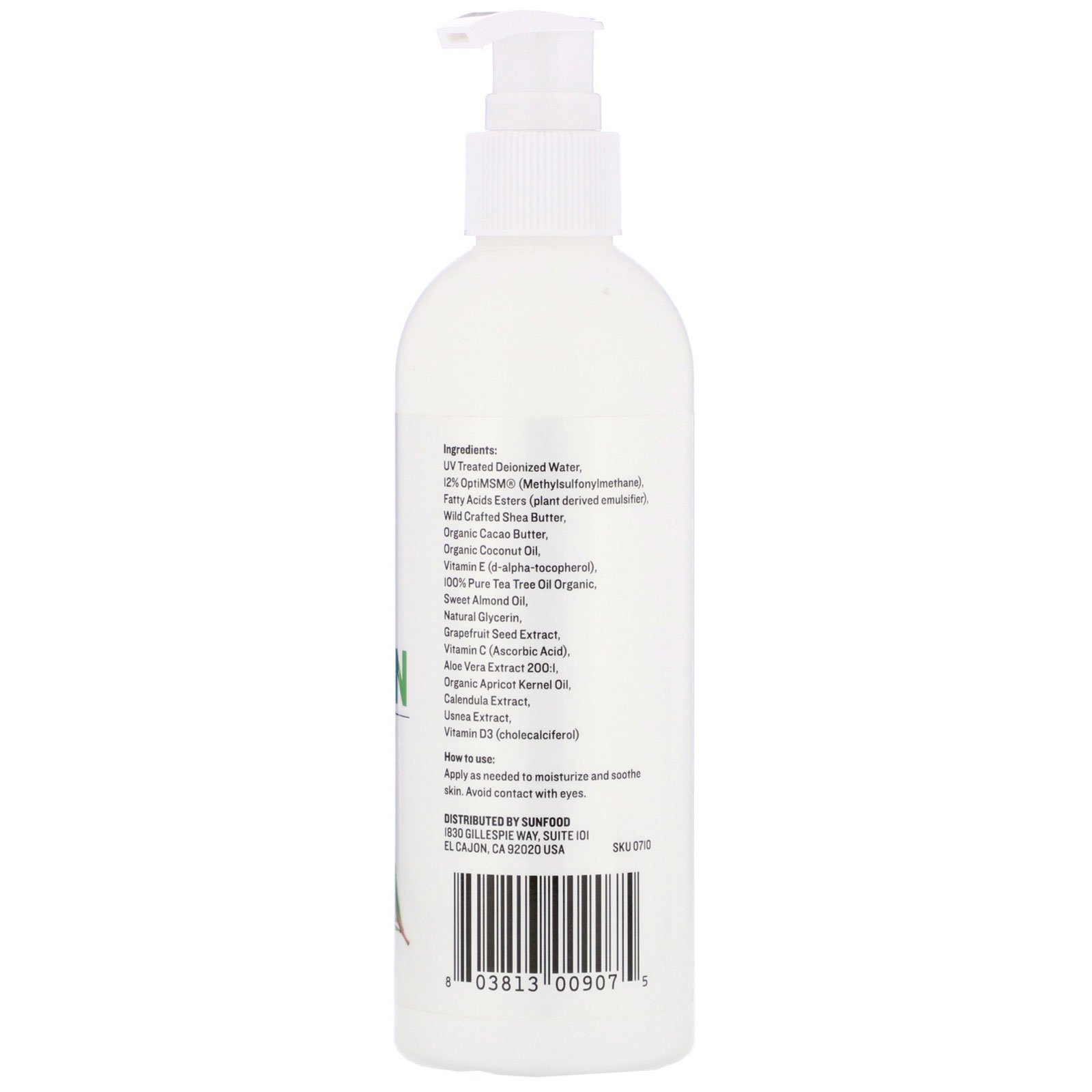 Sunfood, Loção MSM, Árvore-do-Chá, 236,6 ml (8 oz) - Imagem 2