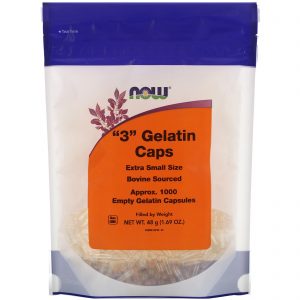 Now Foods, "3" cápsulas de gelatina, tamanho extrapequeno, 1000 cápsulas de gelatina vazias