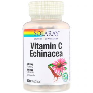 Solaray, Vitamina C - Equinácea, 500 mg, 120 Cápsulas Vegetais