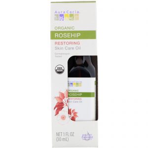 Aura Cacia, Óleo Orgânico para Cuidados da Pele, Restaurador, Quadril de Rosa, 30 ml