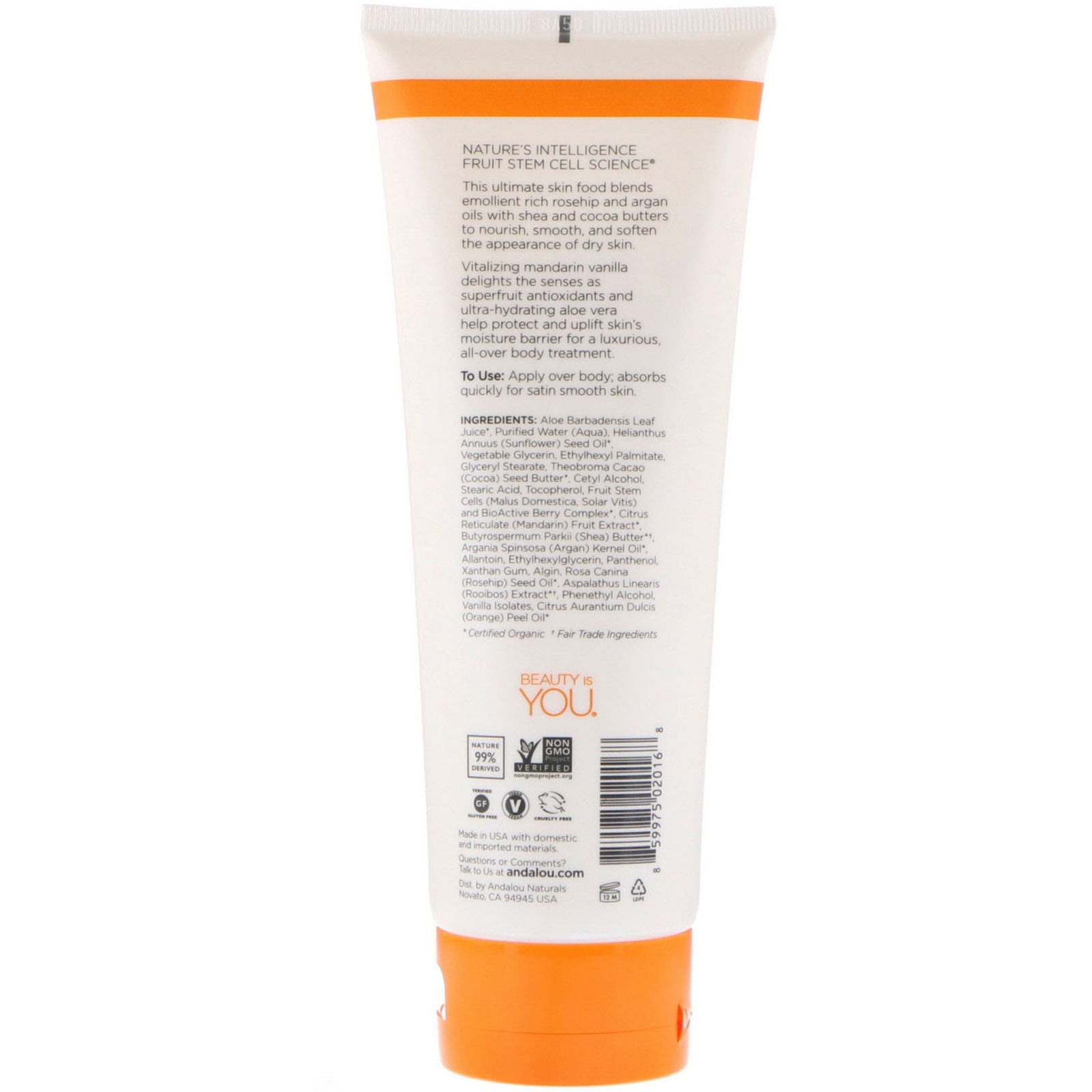 Andalou Naturals, Loção para o Corpo, Vitalizante, Tangerina e Baunilha, 8 fl oz (236ml) - Imagem 2