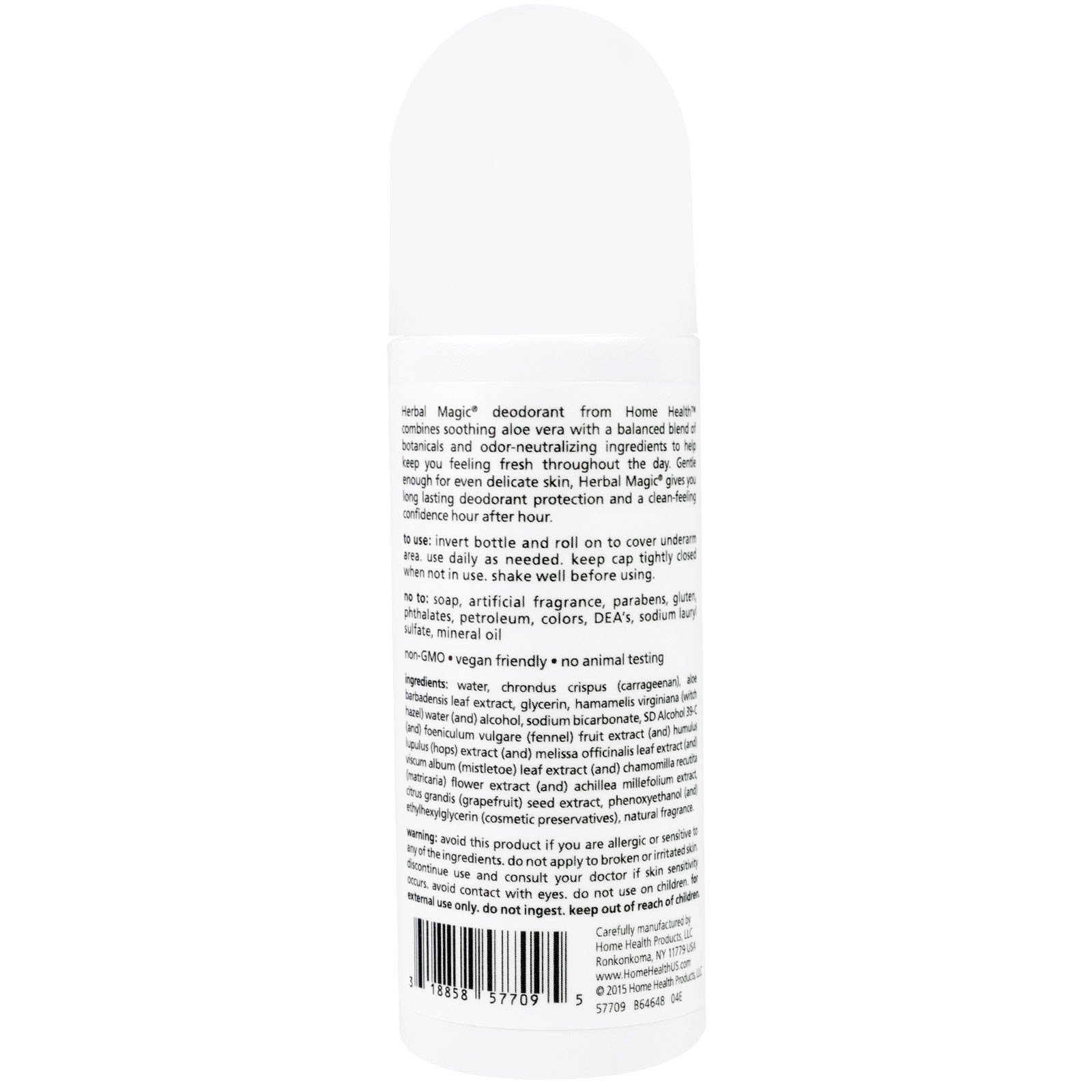 Home Health, Mágica Herbal, Desodorante Roll-on, Jasmim, 3 fl oz (88 ml) - Imagem 2
