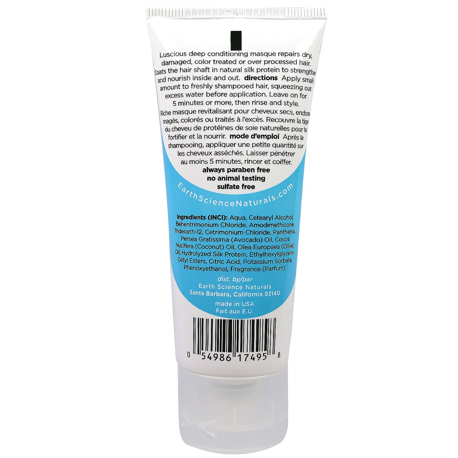 Earth Science, Condicionamento profundo, Máscara Capilar, Oliva e Abacate, 2 oz (59 g) - Imagem 2