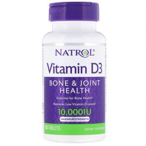 Natrol, Vitamina D3, Força Máxima, 10.000 UI, 60 Comprimidos