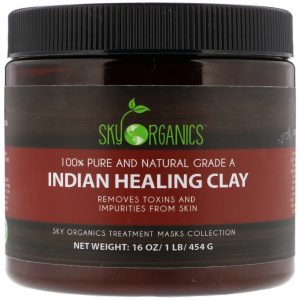 Sky Organics, Indian Healing Clay, 100% Pure and Natural Grade A, 16 oz (454 g)