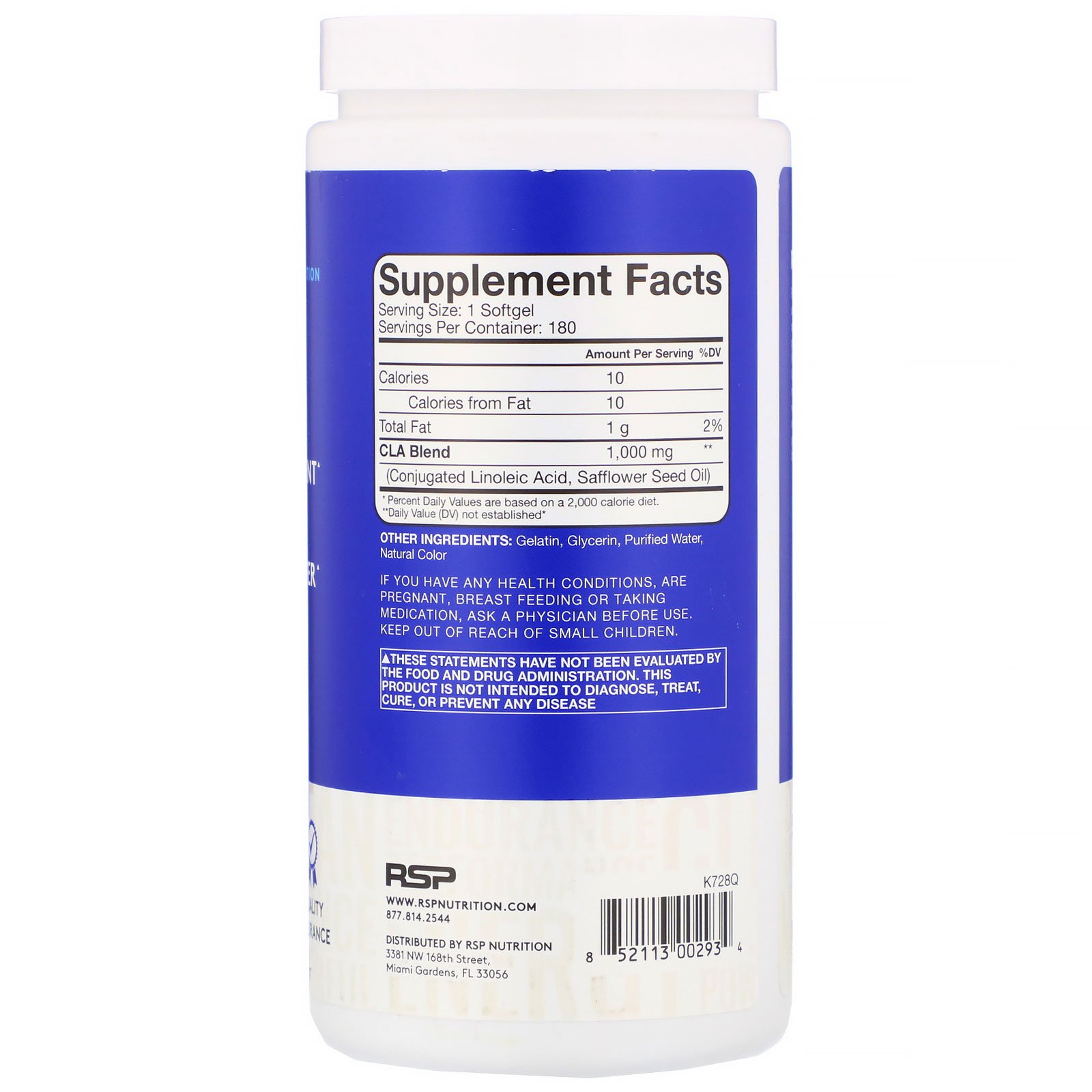 RSP Nutrition, CLA, 180 Cápsulas Softgel - Imagem 2