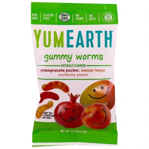 YumEarth, Minhocas de Jujuba, Sabores Sortidos, 12 Pacotes, 71 g Cada
