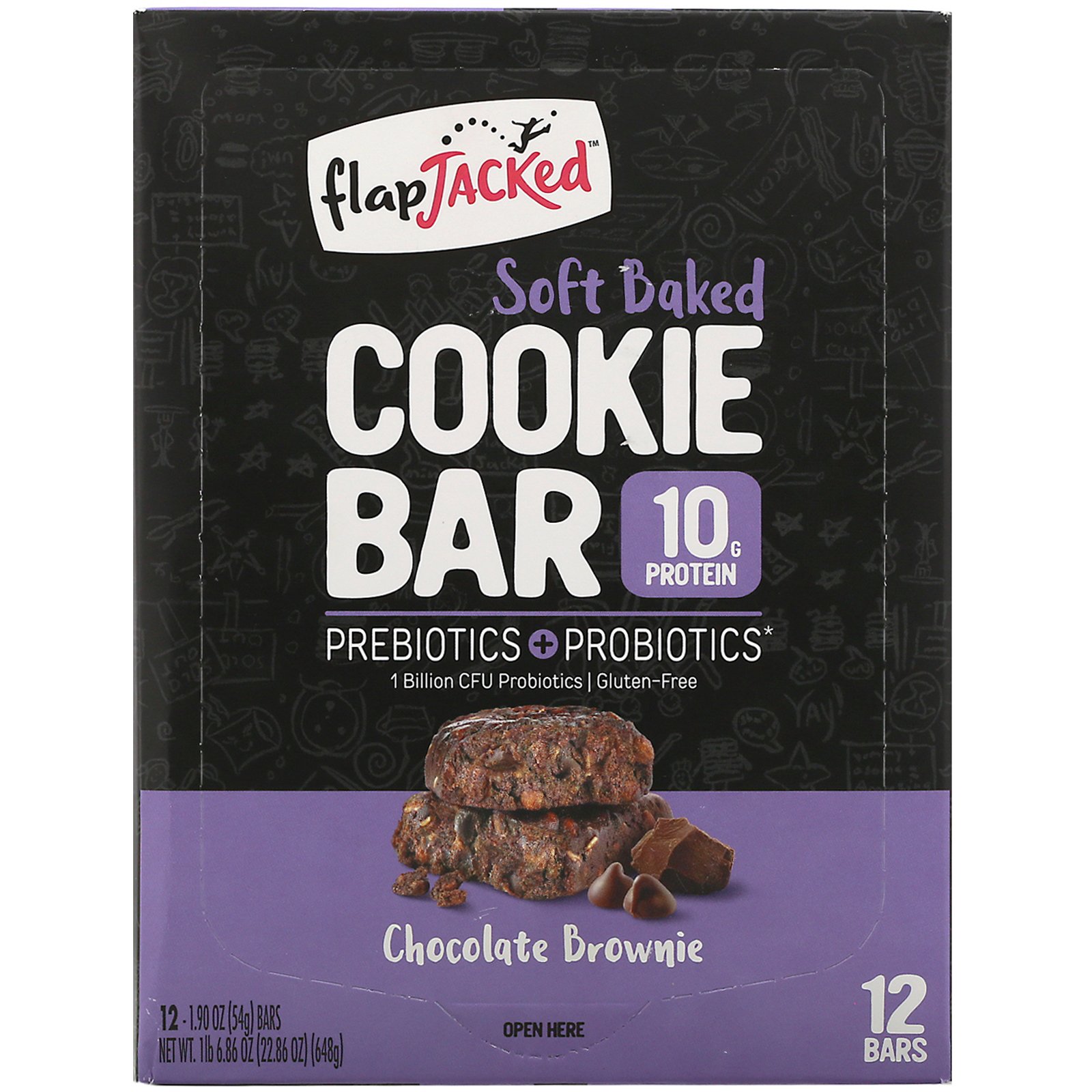 FlapJacked, Biscoitos levemente assados, Brownie de Chocolate, 12 Barras, 1,90 oz (54 g) cada - Imagem 2