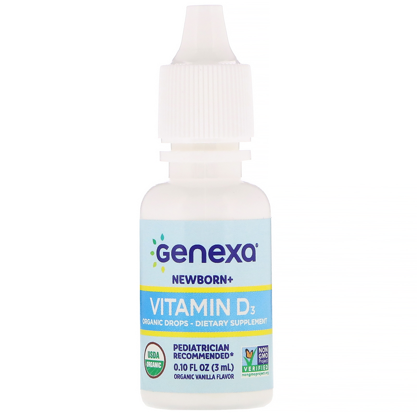 Genexa, Vitamina D3 para Bebês, Recém-Nascidos+, Sabor de Baunilha Orgânica, 400 UI, 3 ml (0,10 fl oz) - Imagem 3