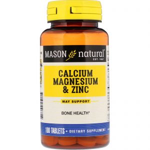 Mason Natural, Cálcio, Magnésio e Zinco, 100 Comprimidos