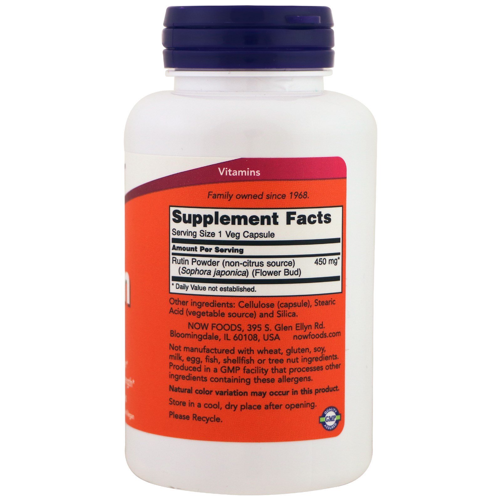 Now Foods, Rutin, 450 mg, 100 Veg Capsules - Imagem 2