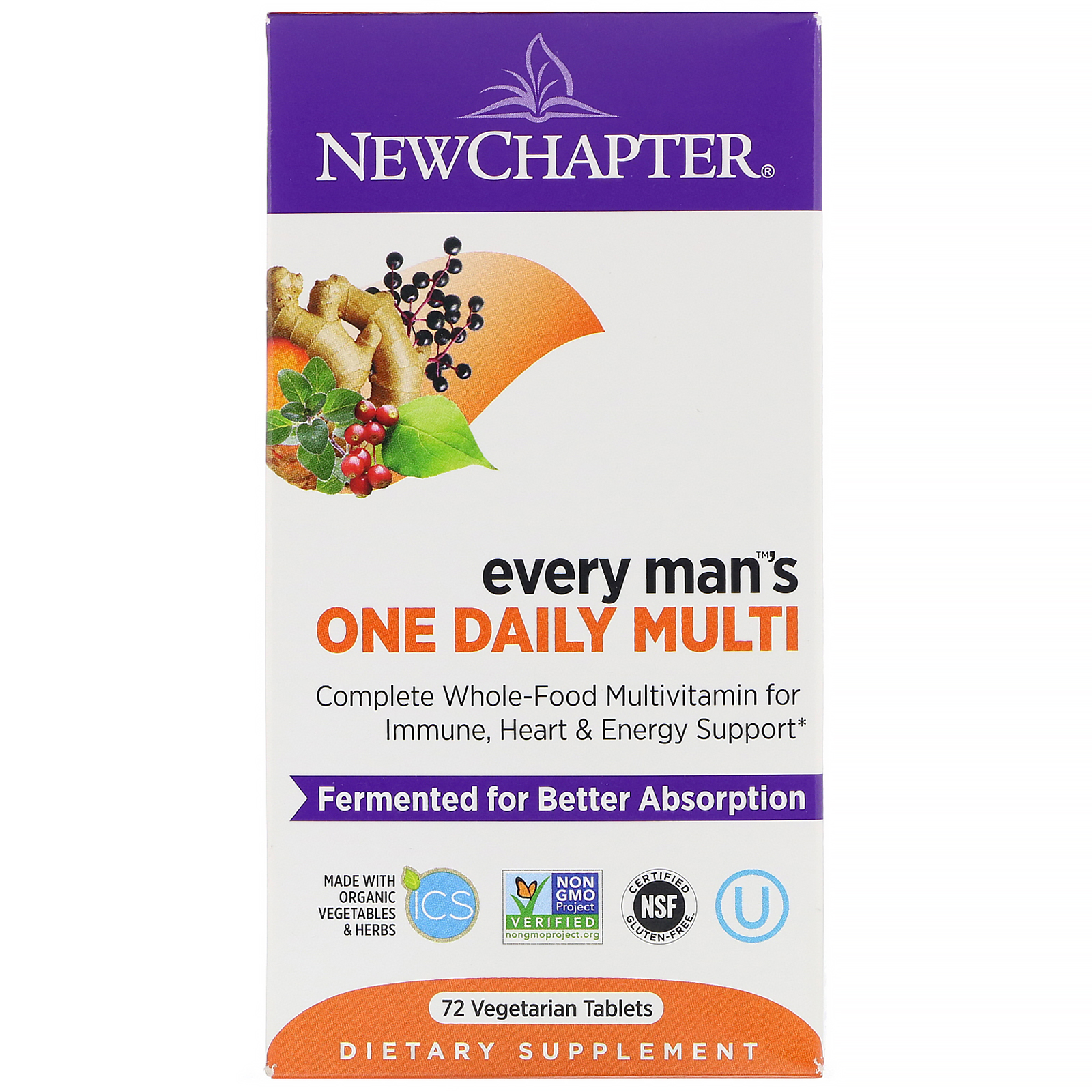 New Chapter, Every Man's One Daily Multi, 72 Comprimidos de Origem Vegetal
