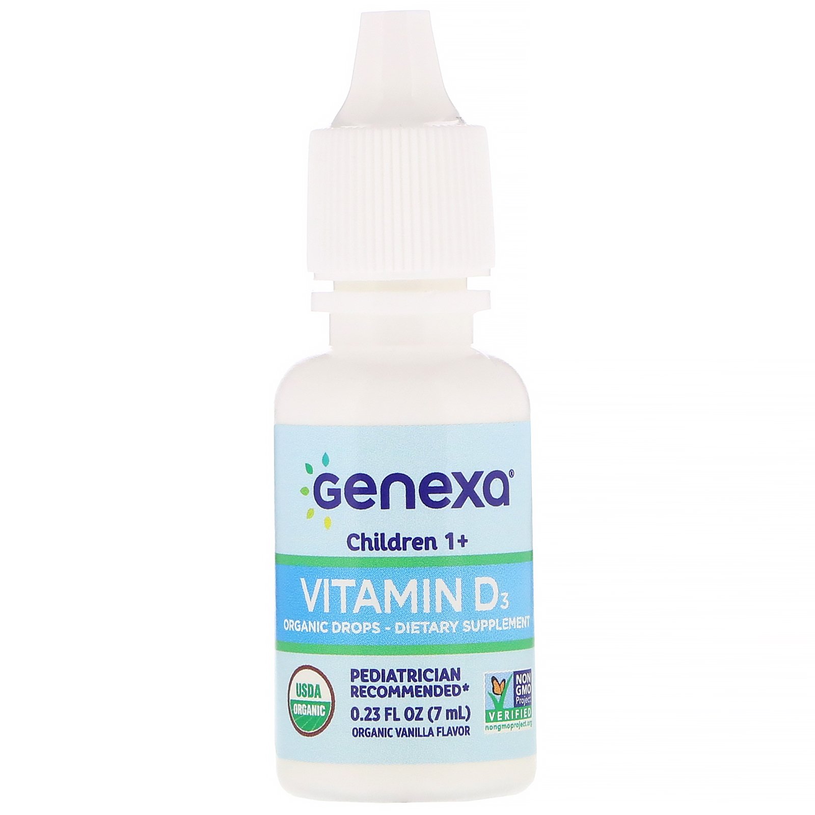 Genexa, Vitamina D3 para Crianças, Crianças 1+, Sabor de Baunilha Orgânica, 400 UI, 7 ml (0,23 fl oz) - Imagem 3