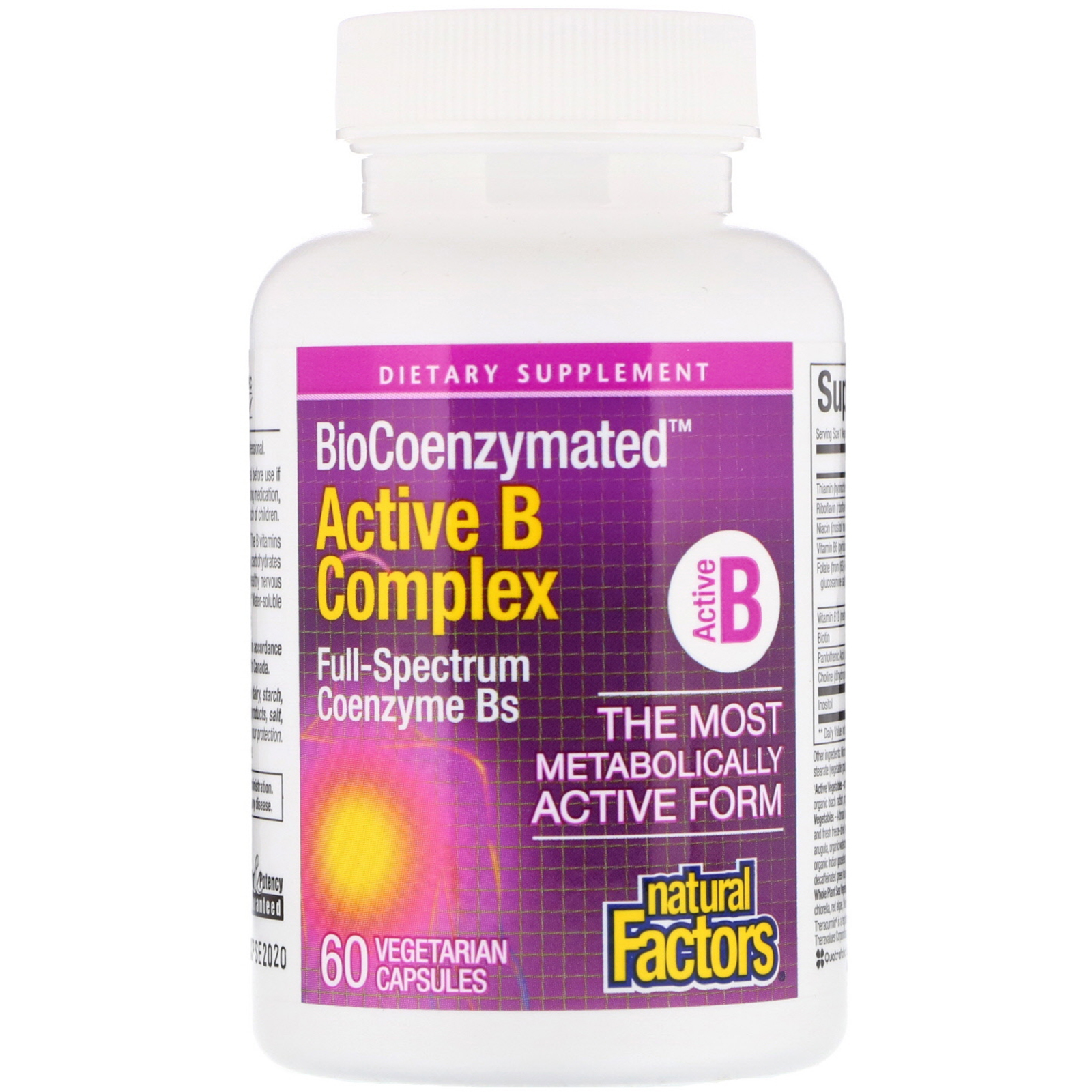Natural Factors, BioCoenzymated, Complexo B Ativo, 60 Cápsulas Vegetais - Imagem 3