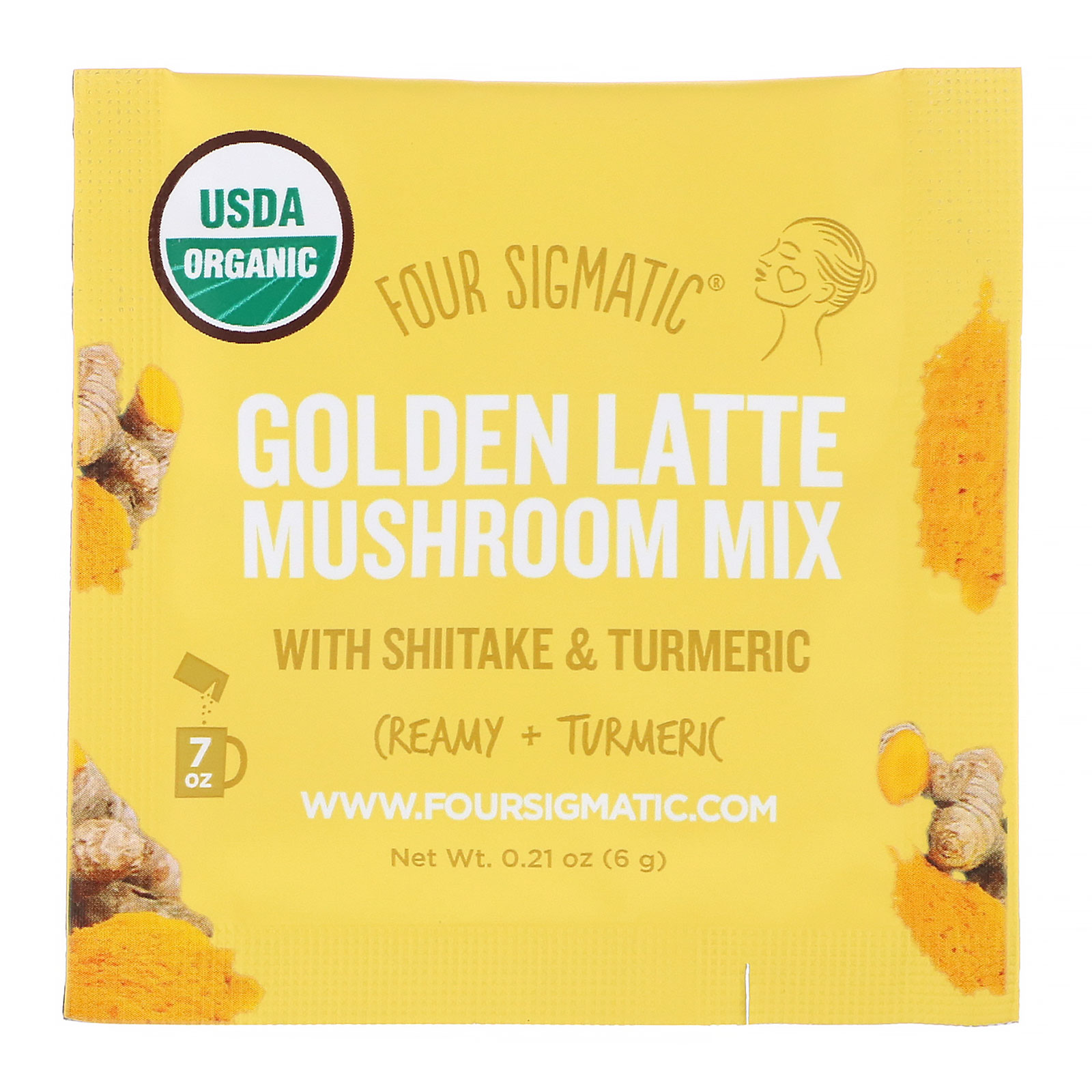 Four Sigmatic, Golden Latte, Mushroom Mix, 10 Packets, 0.21 oz (6 g) Each - Imagem 3