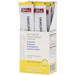 Swisse, Ultiboost, Gelatina de Auxílio à Imunidade, Sabor de Maracujá e Laranja, 10 Tiras, 15 g (0,53 oz) Cada