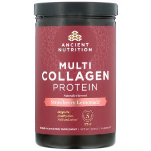 Dr. Axe / Ancient Nutrition, Multi Collagen Protein, Strawberry Lemonade, 1.18 lbs (535.5 g)