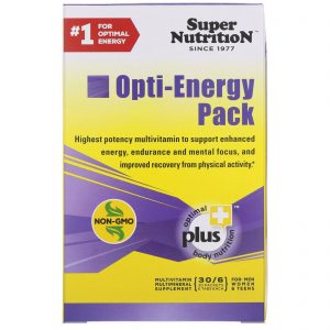 Super Nutrition, Opti-Energy Pack, Suplemento Multivitamínico/Multimineral, 30 Pacotes (6 Comprimidos) Cada