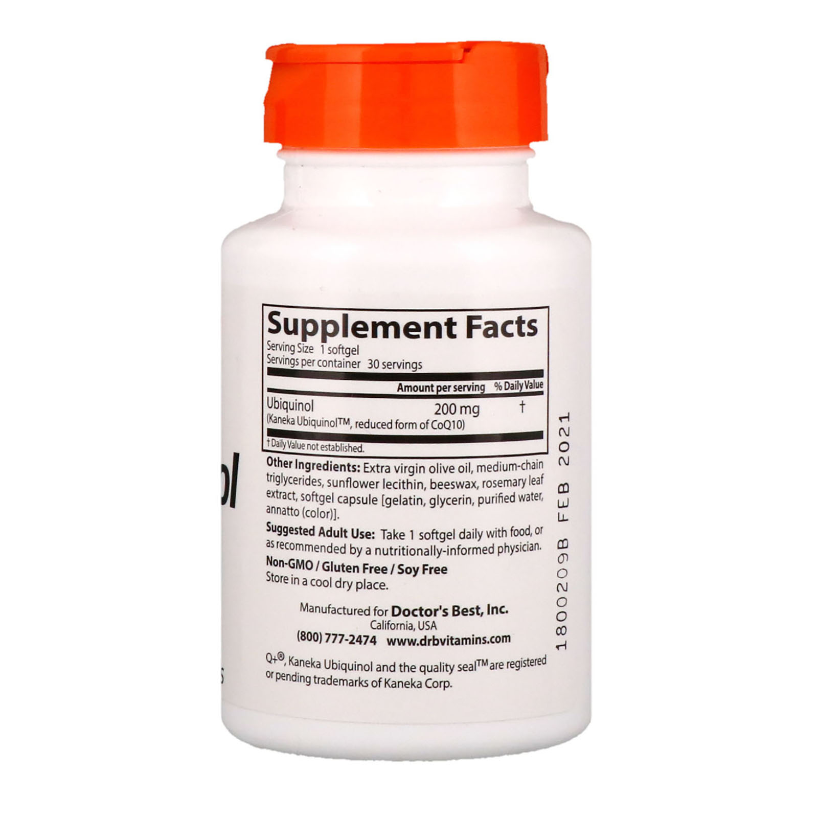 Doctor's Best, Ubiquinol with Kaneka, 200 mg, 30 Softgels - Imagem 2