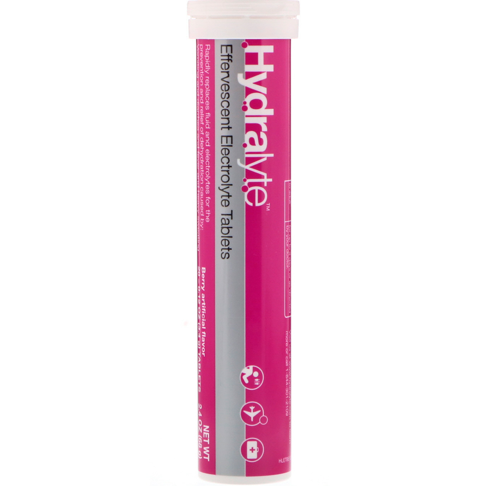 Hydralyte, Eletrólito Efervescente, Aroma Artificial de Bagas, 20 Pastilhas, 2,4 oz (68 g) - Imagem 3