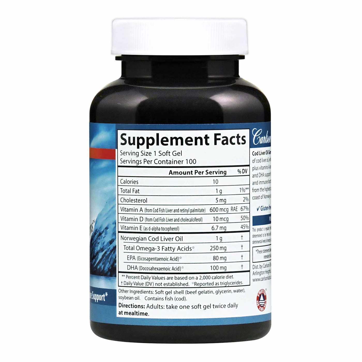 Carlson Labs, Super Óleo de Fígado de Bacalhau 1,000 mg - 100 Cápsulas em Gel - Imagem 2