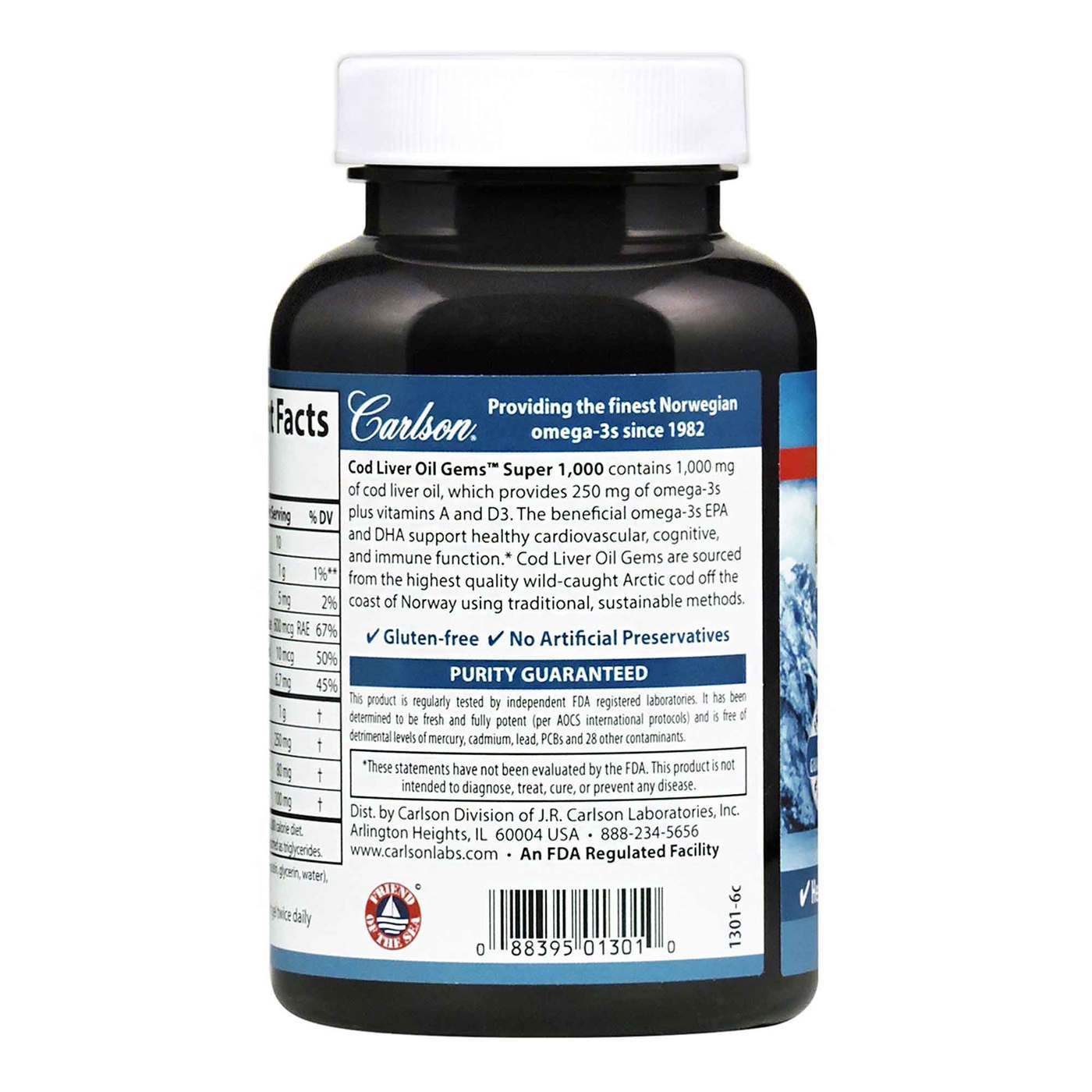 Carlson Labs, Super Óleo de Fígado de Bacalhau 1,000 mg - 100 Cápsulas em Gel - Imagem 3