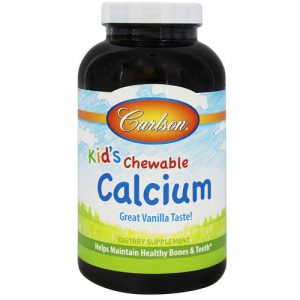 Carlson Labs Kids Chewable Cálcio, Baunilha - 250 mg - 120 Tabletes