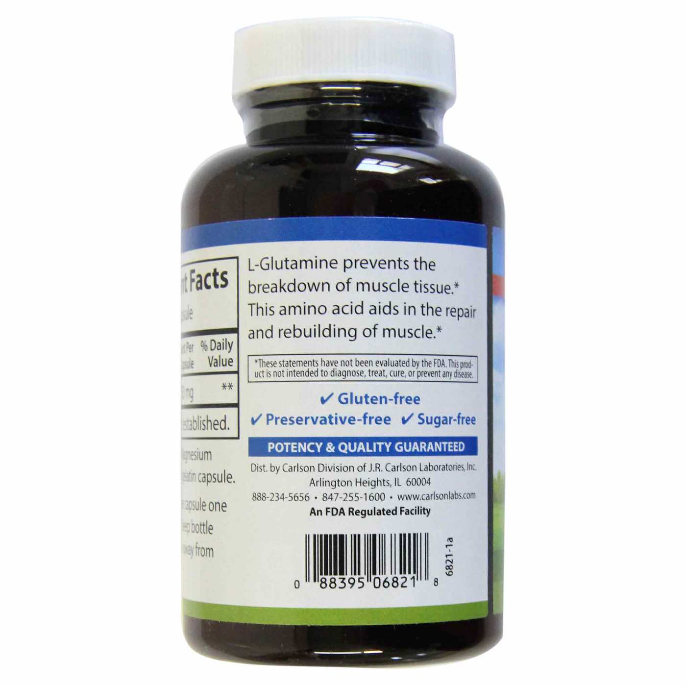 Carlson Labs L-Glutamina - 750 mg - 90 Cápsulas - Imagem 3