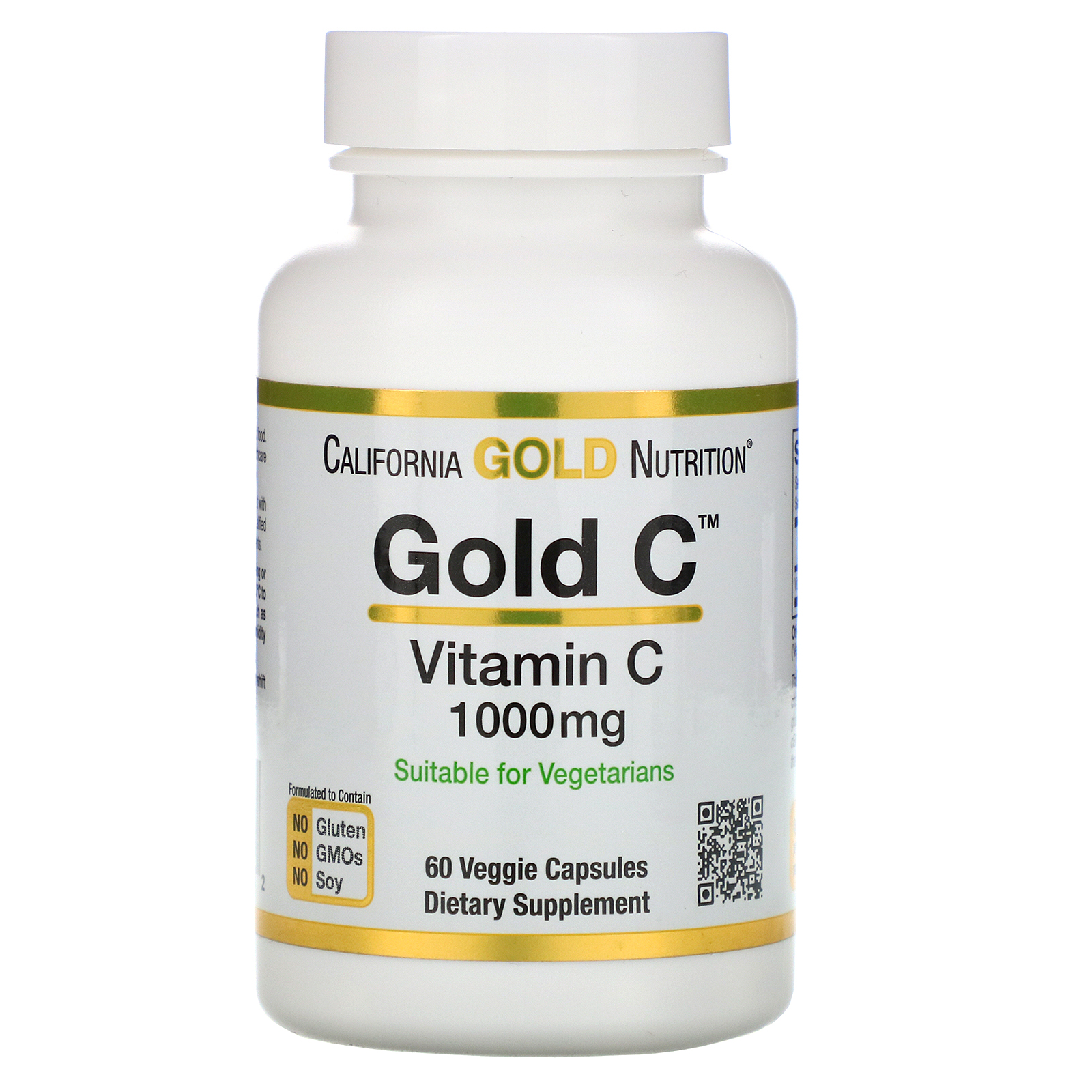 California Gold Nutrition, Gold C, Vitamina C, 1.000 mg, 60 Cápsulas Vegetais