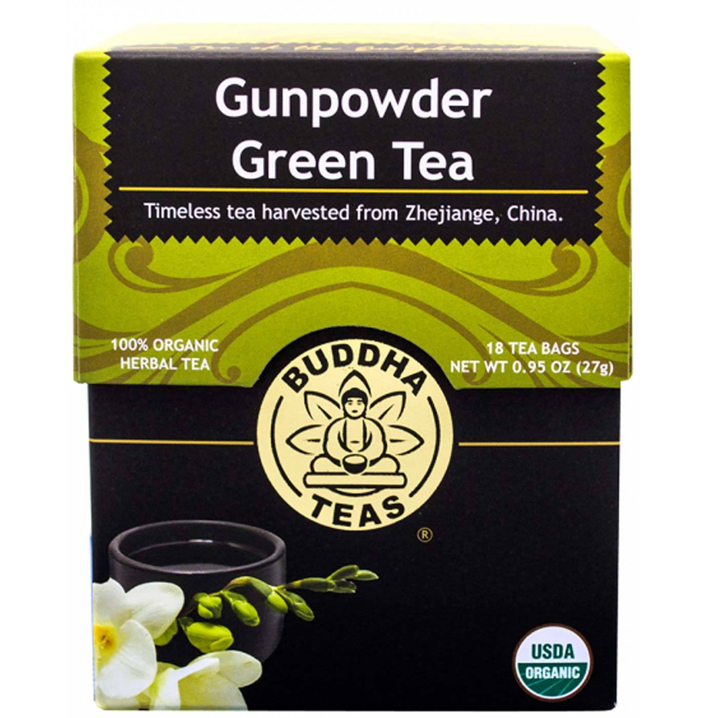 Buddha Teas Chá Verde, Pólvora - 18 bags