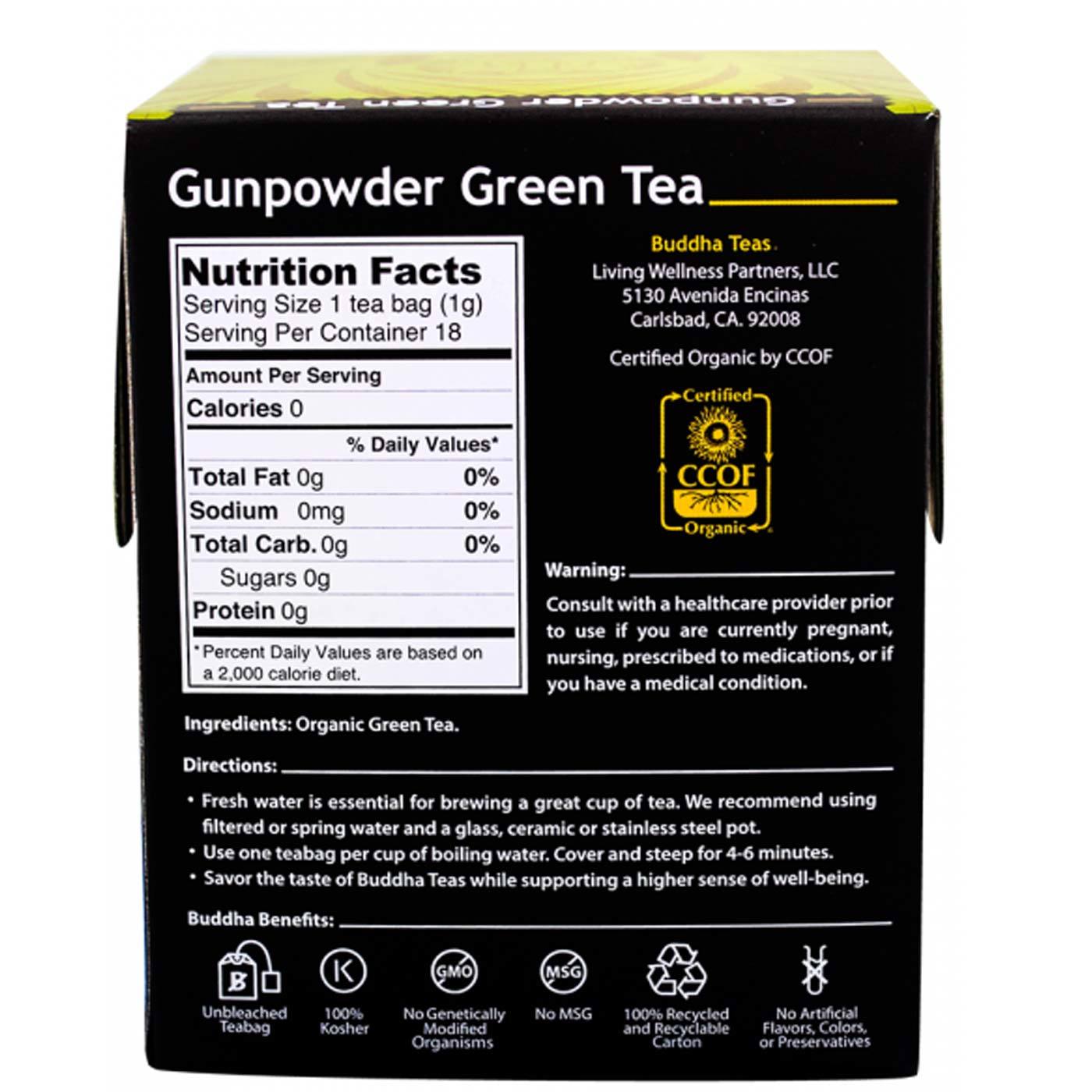 Buddha Teas Chá Verde, Pólvora - 18 bags - Imagem 2