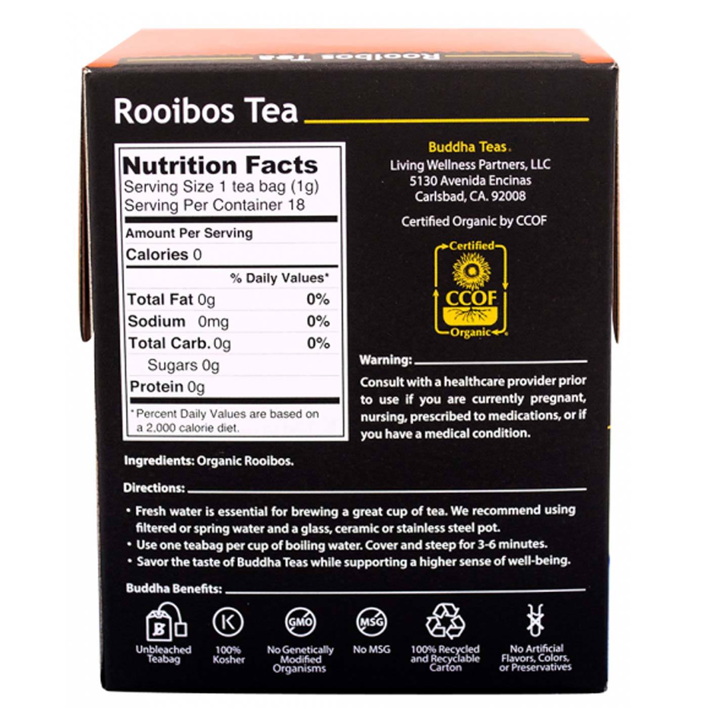 Buddha Teas, Chá Vermelho de Rooibos - 18 Saquinhos de Chá - Imagem 2