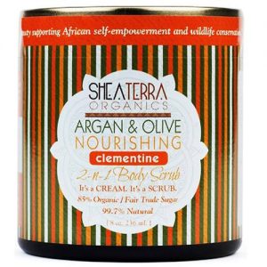 Shea Terra Orgânicos Argan and Olive 2-in-1 Body Scrub, Clementine - 8 oz