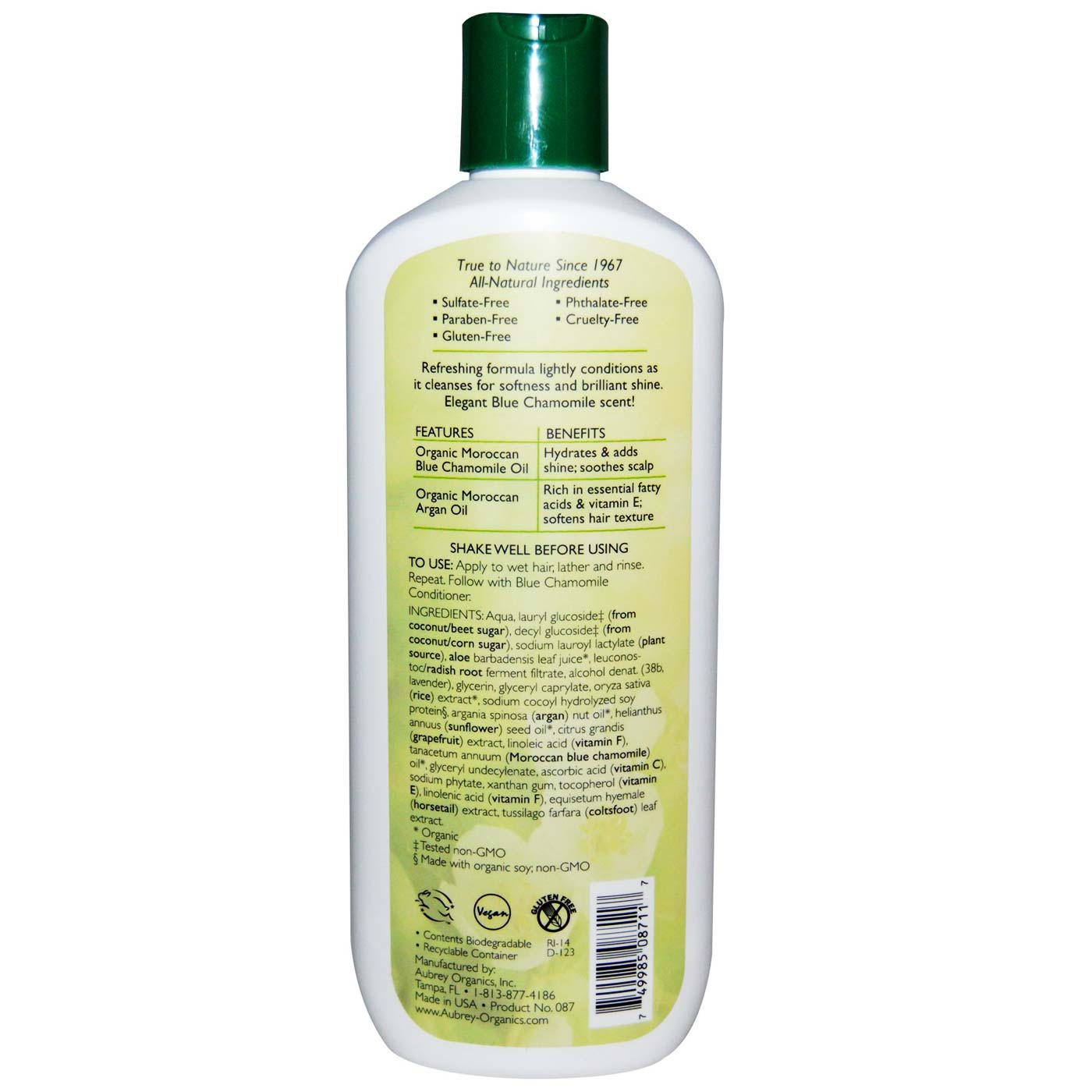 Aubrey Orgânicos Xampu, Brilho - Blue Chamomile - 16 oz - Imagem 2