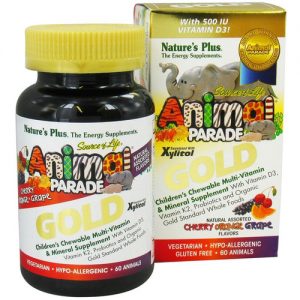 Nature's Plus, Animal Parade® Gold Multivitamínico & Mineral Infantil, Cereja - 60 Tabletes Matigáveis
