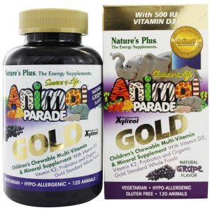 Nature's Plus, Animal Parade® Gold Multivitamínico Infantil, Uva - 120 Tabletes Mastigáveis