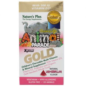 Nature's Plus, Animal Parade® Gold Multivitamínico & Minerains Infatil, Melancia - 120 Animais Mastigáveis