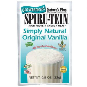 Nature's Plus, Spiru-Tein® com Alta Energia Protéica - Sabor Baunilha e Sem Açúcar - 8 Pacotes