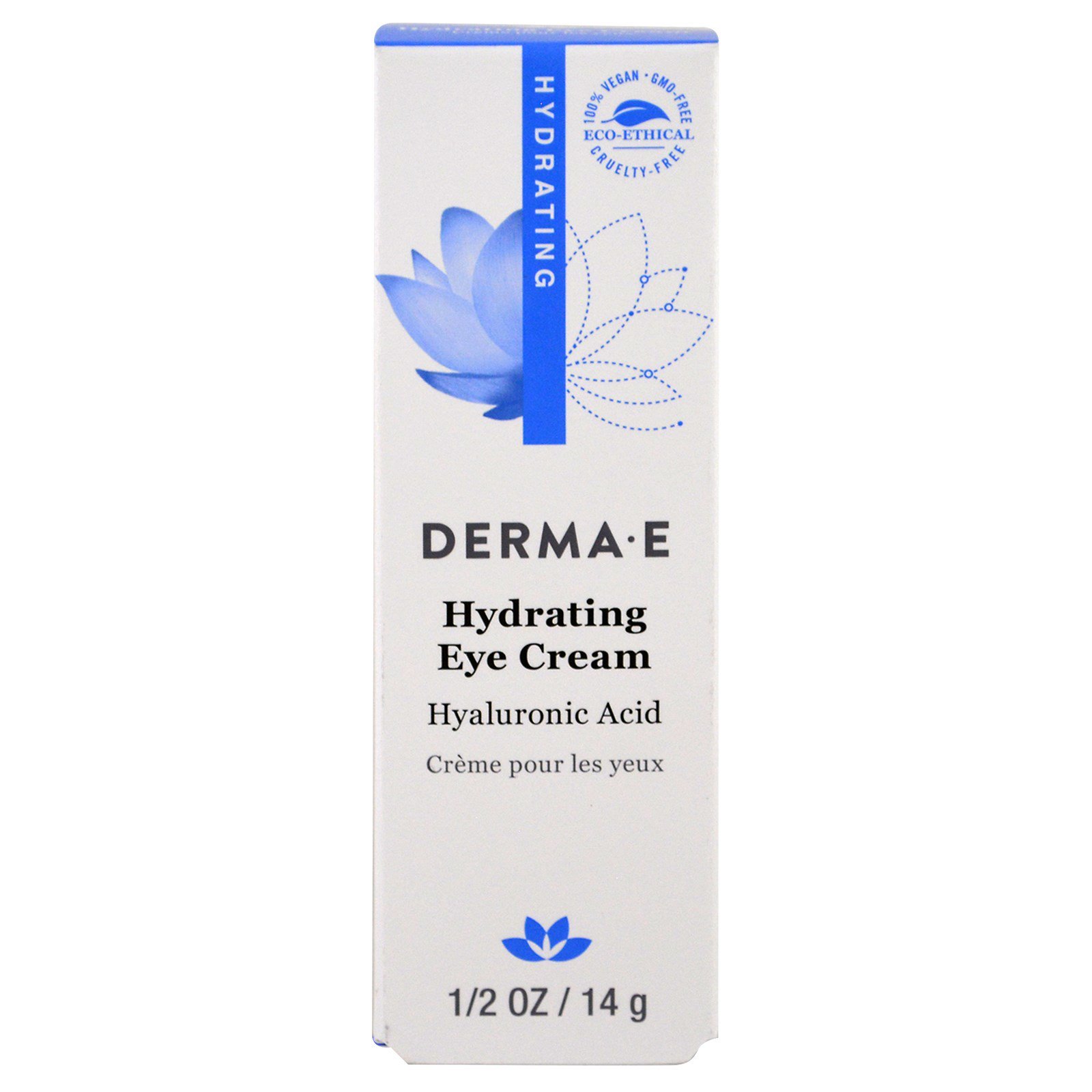 Derma E, Creme Hidratante para os Olhos com Ácido Hialurônico, 14 g (1/2 oz)