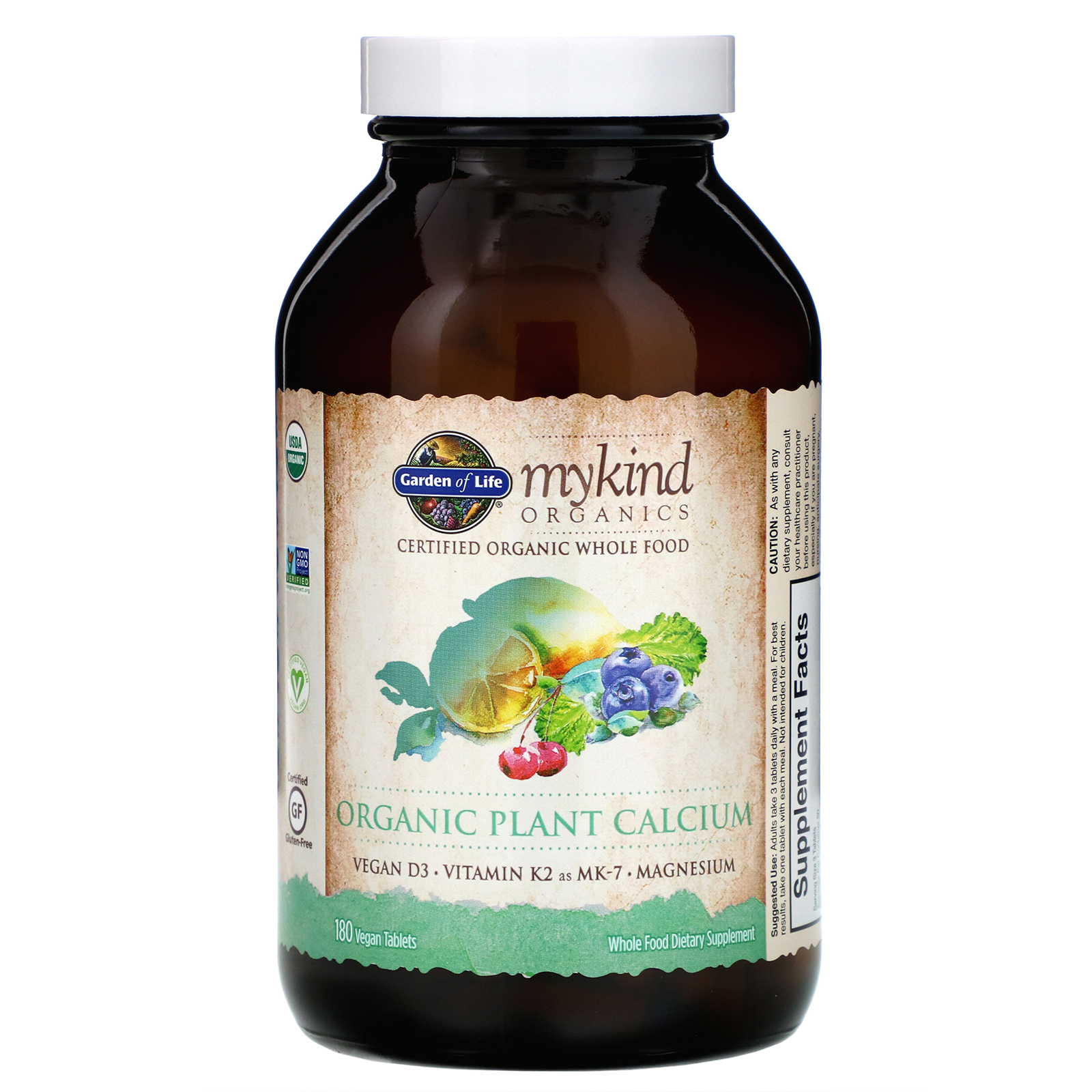 Garden of Life, MyKind Organics, Cálcio Orgânico Vegetal, 180 Comprimidos Vegetais - Imagem 3