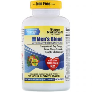 Super Nutrition, Men's Blend, Multivitaminíco Rico em Antioxidantes, Livre de Ferro, 180 comprimidos