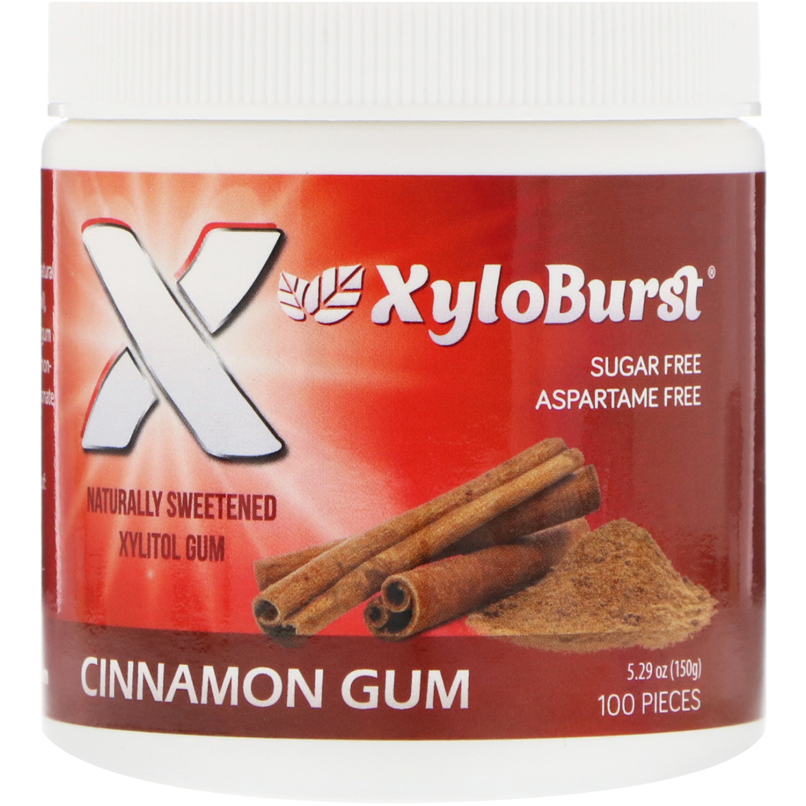 Xyloburst, Goma de Mascar com Xilitol, Canela, 5,29 oz (150 g), 100 peças