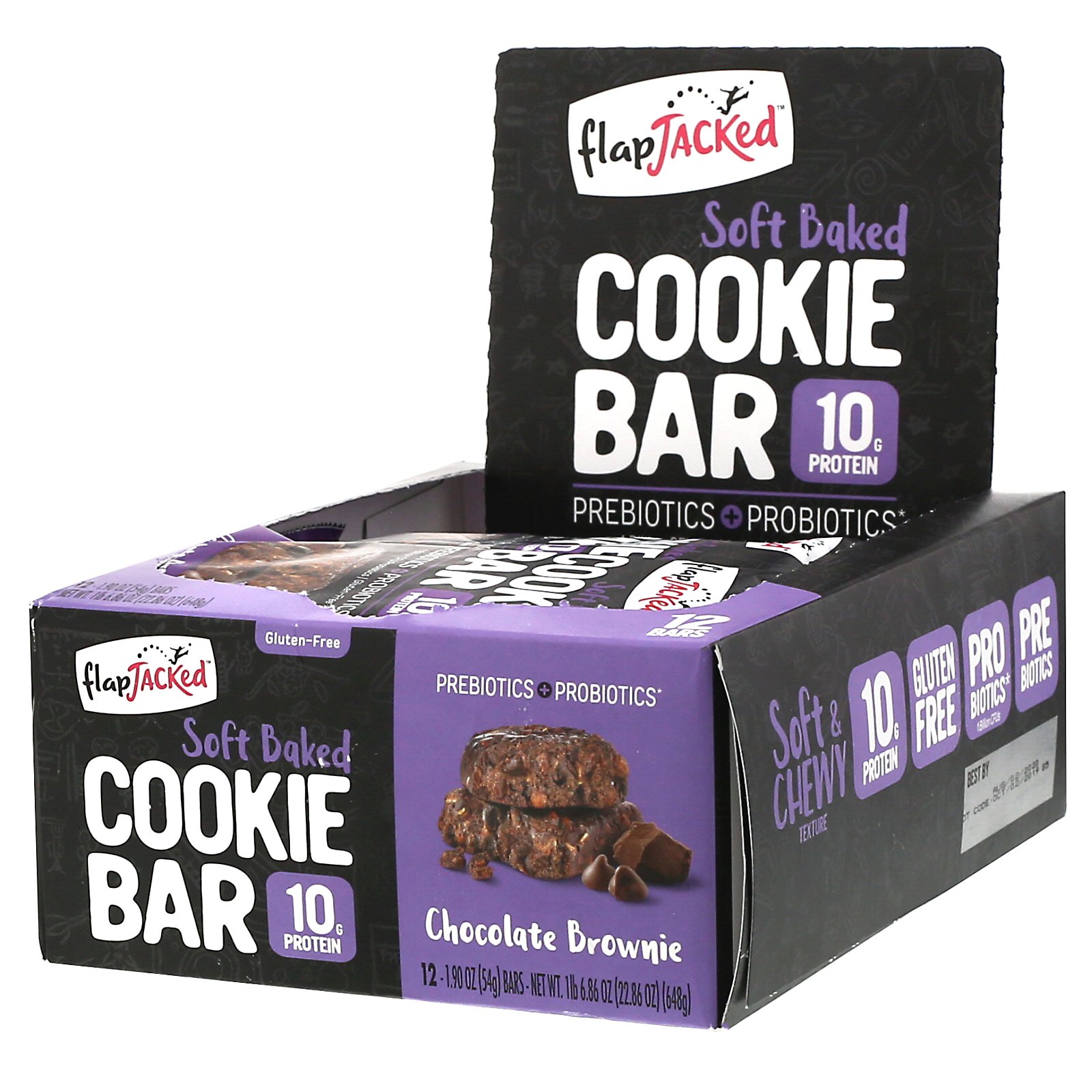FlapJacked, Biscoitos levemente assados, Brownie de Chocolate, 12 Barras, 1,90 oz (54 g) cada